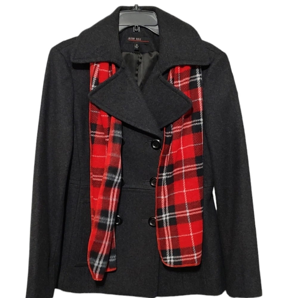 Charcoal Gray Woolblend Jason Cole Pea Coat sz Medium Winter Coat